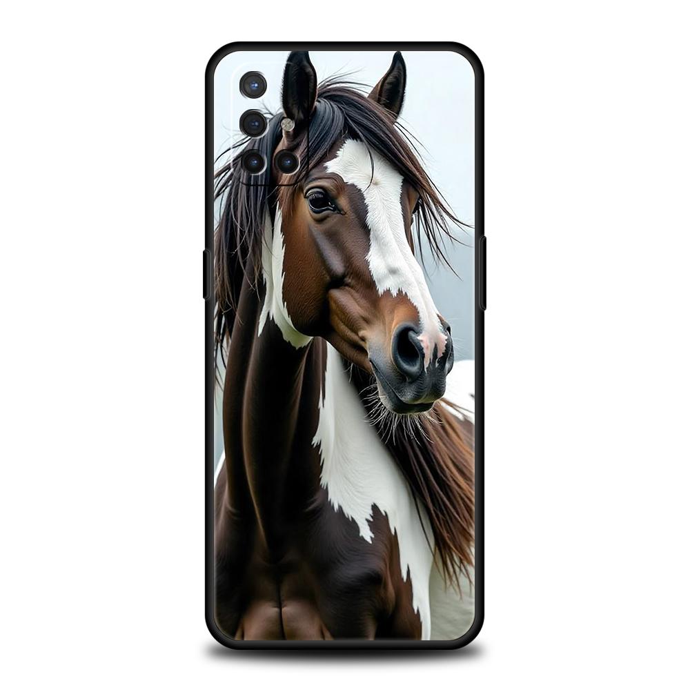 Phone Case For OnePlus 13 12 11 10 9 Pro 9T 13R 12R 10R 9R 9RT 10T 8T 8 Nord 2T CE 2 3 5G N30 Cover Black White Horses Galloping