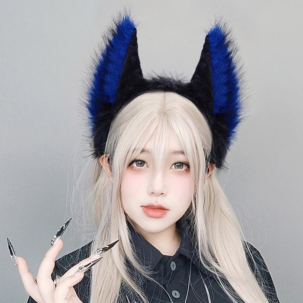Plüsch-Tierohren-Haarreif für Cosplay-Partys Wolfsohr-Kostümkopfschmuck für Halloween-Outfits und Bühnenauftritte