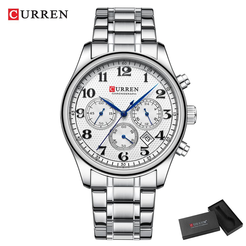 CURREN8466 Men's Watches Luxury Brand Quartz Wristwatch - Chronograph Round Dial with AutoDate, Waterproof