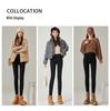 Women's Black Fleece-Lined Thermal Leggings: Warm, High-Waisted, Slim-Fit, Versatile, Thick, Trendy for Autumn/Winter