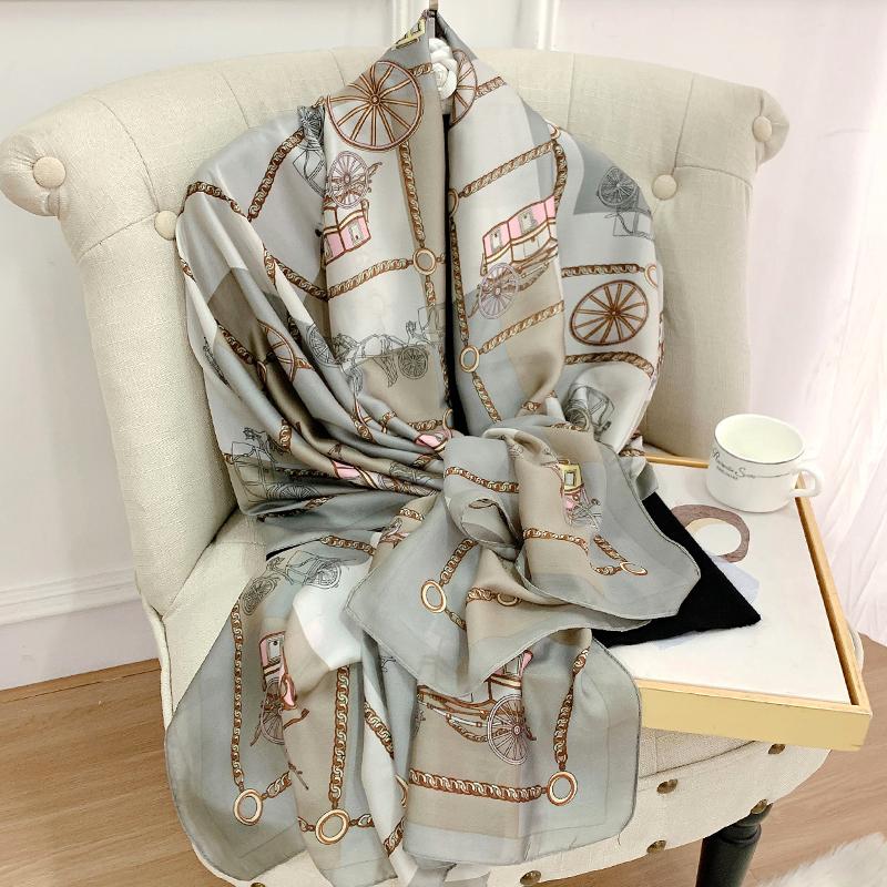 Luxury Brand Women Scarf Fashion Print Silk Scarves Summer Shawls And Wraps Soft Pashmina Lady Bandana Foulard Hijabs