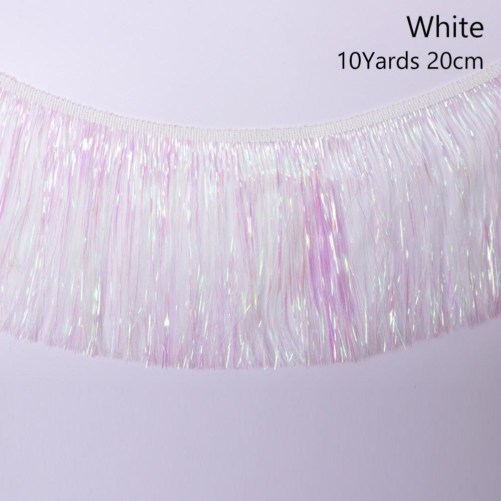 

10 ярдов 20 см шириной бахрома украшения латинские танцевальные платья для выступлений декор аксессуары 10Yards 20cm White