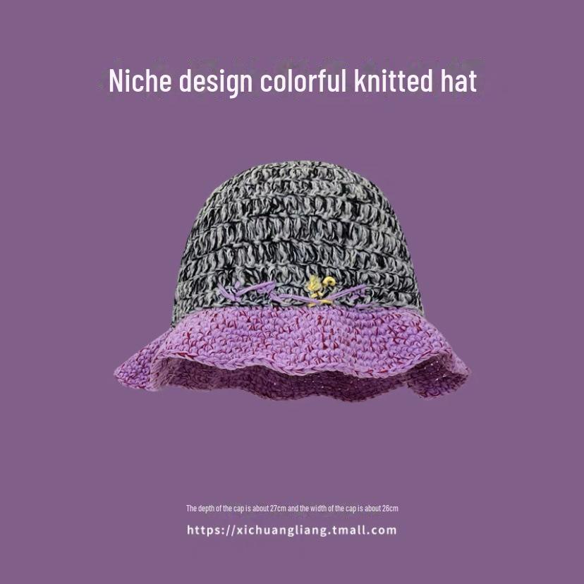 Colorful, Warm Wool Hat with Large Circumference and Cute Autumn-Winter Earmuffs