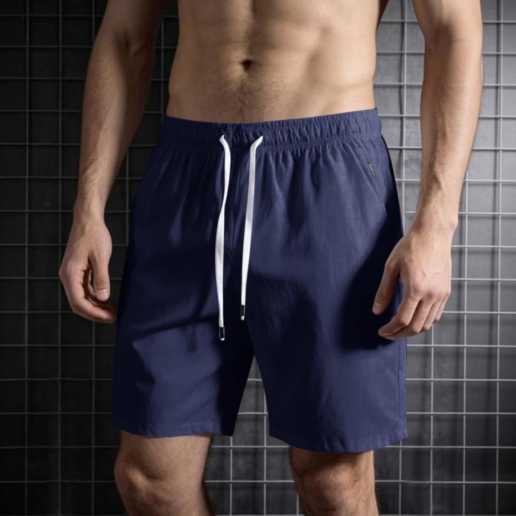 Men's Summer Drawstring Five Quarter Pants Men's Casual Sports Beach Pants