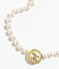 Chanel Double C-shaped Metal Resin and Cultured Pearl Necklace, Unisex Style, Couple's Set, White