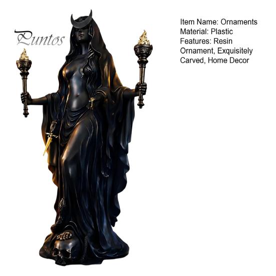 Mythologie Sammlerstücke zum Ausstellen Hekate Griechische Göttin Statue mit Magischen Hunden, Fantasy Thema Geschenk Liebhaber Harz Skulptur, Mythologisch