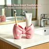 Bow Shaped Toothbrush Holder Plastic Countertop Organizer No Drill Bathroom Storage Stand for Family