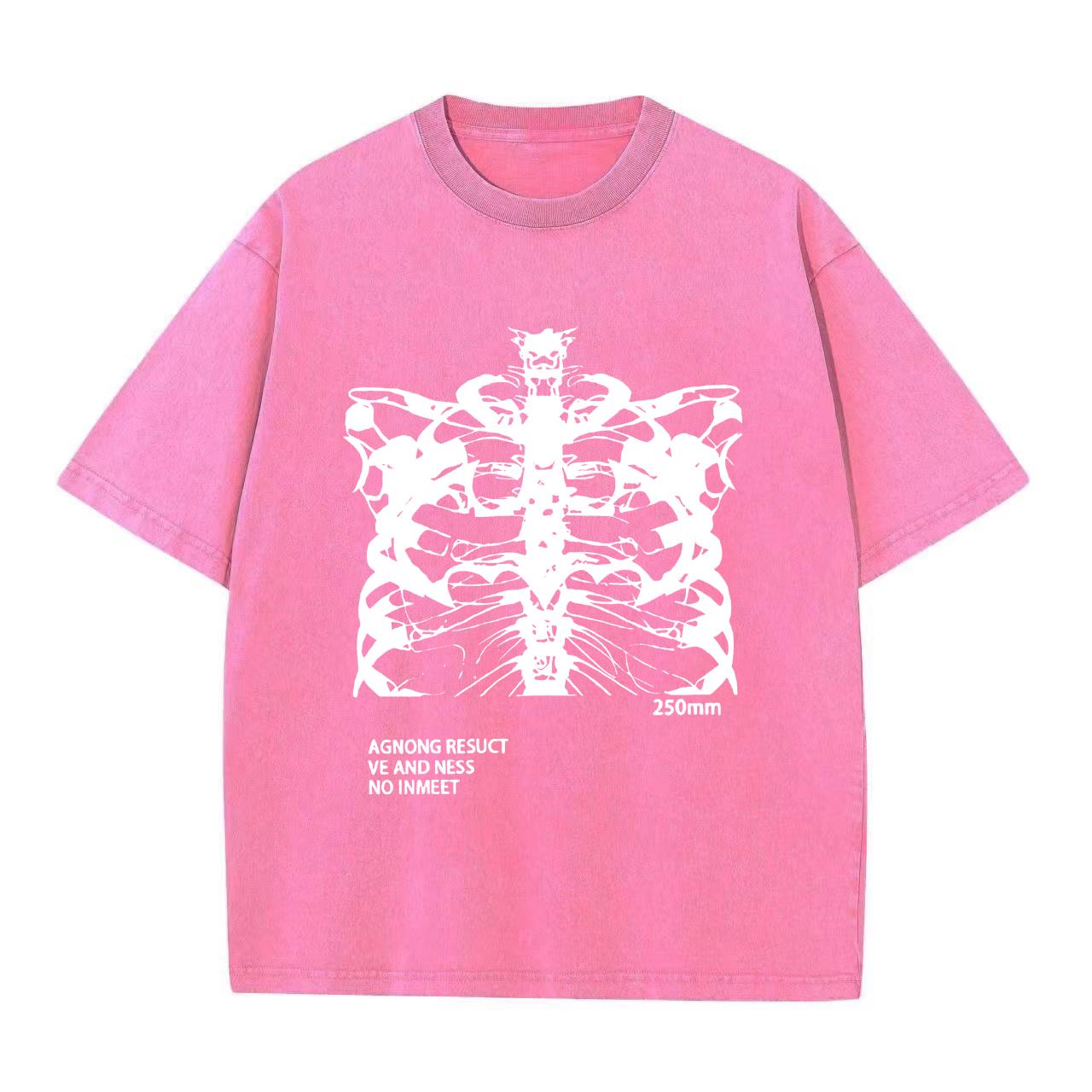 

Ретро стираные винтажные черные топы со скелетом футболки высокого качества летние свободные короткие рукава одежда S