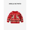 French Arielle De Pinto Girls' Sweater Winter Cute Baby Girl Christmas Thickened Deer Wool Sweater