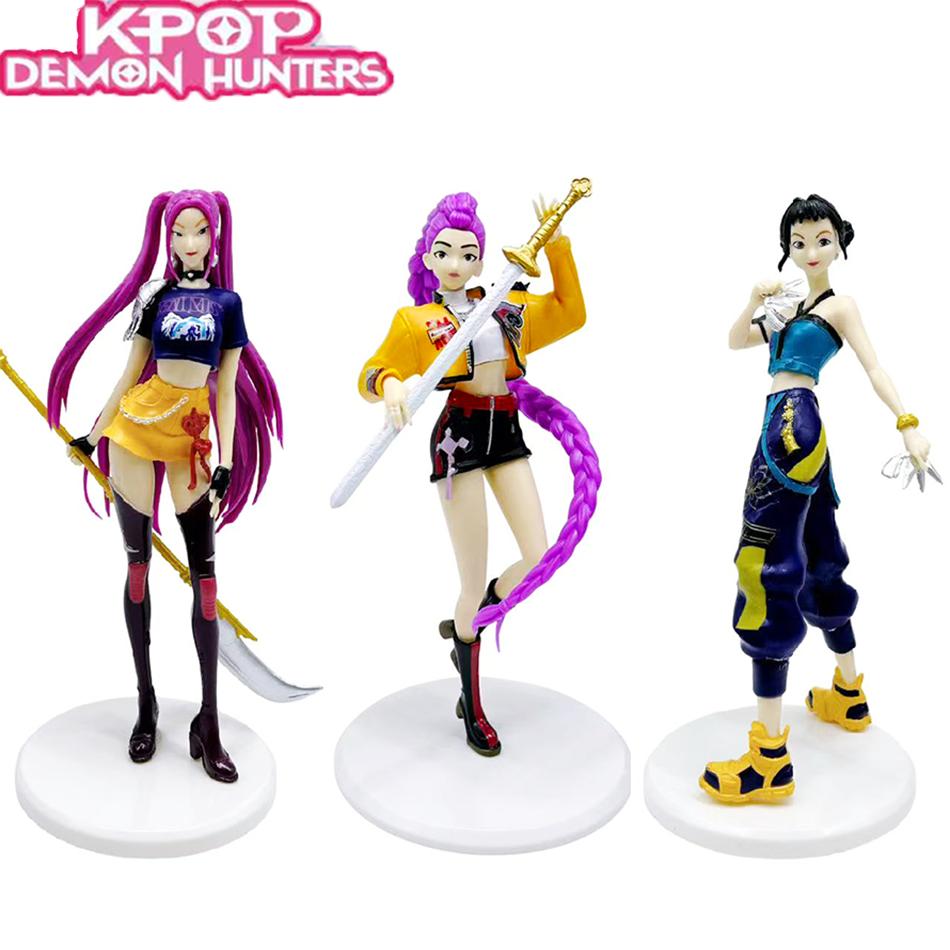 In Stock Kpop Demon Hunters Figure 19CM Huntrix Figures Toy Rumi Mira Zoey Sussy Figurine Anime Peripheral Model Desktop Gift