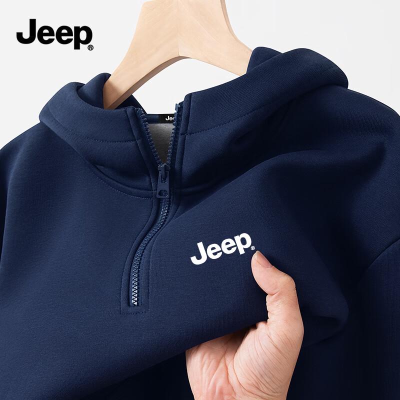 JEEP Men s Hooded Half-Zip Fleece Sweatshirt M