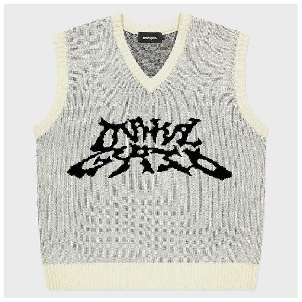 さらに100円引き◆MAHAGRID◆FLAG LOGO KNIT VEST Buy Stray Kids Stray Kids and Mahagrid Collaboration, TRIBAL