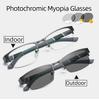 Men Business Pochromic Glasses Unisex Outdoor Color Changing Myopia Eyewear Women Trendy Travel Anti-UV Sunglasses 0-1.0-4.0