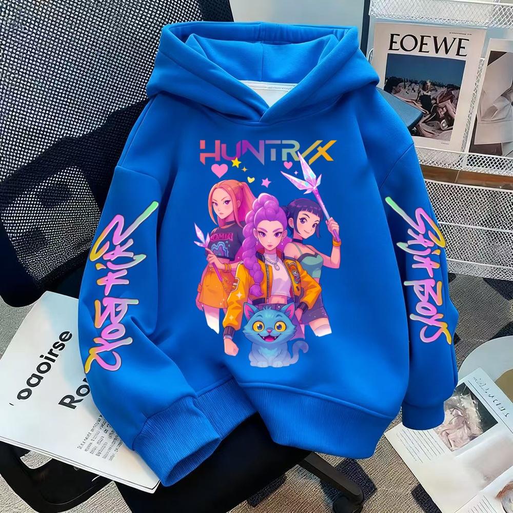 Anime K-Pop Girls Witch Hunter Hoodie Harajuku Hip Hop Pullover Sweatshirt Unisex Kids Lettering Sportswear Fashion