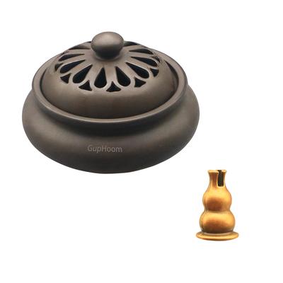 GupHoom Ceramic Incense Burner with Lid, Stylish and Simple Design, Flame-Retardant Cotton and Incense Holder, Compatible with Aroma, Cones, and