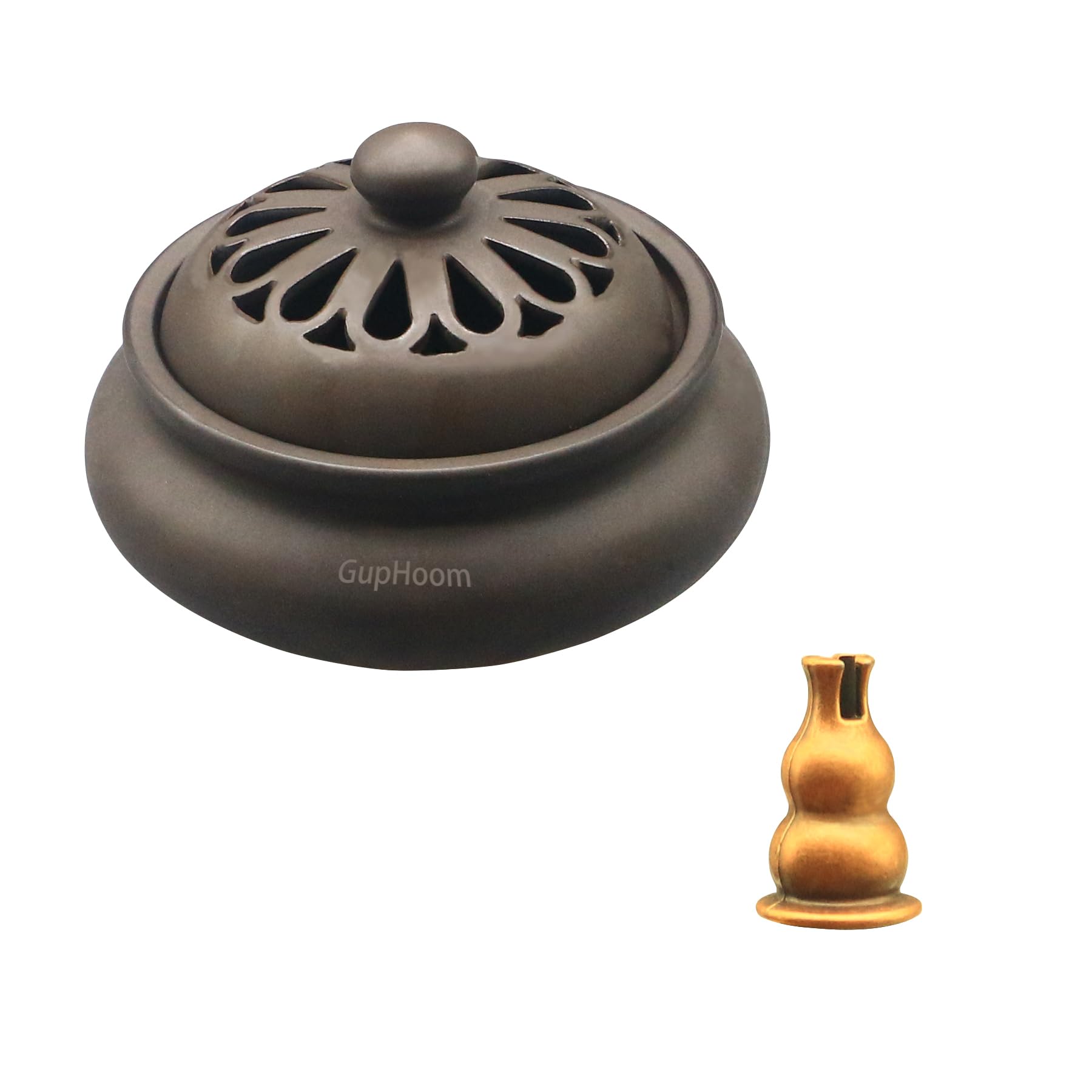 

GupHoom Ceramic Incense Burner with Lid, Stylish and Simple Design, Flame-Retardant Cotton and Incense Holder, Compatible with Aroma, Cones, and