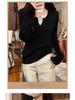 Two-Piece Effect Plus Size Black Long Sleeve T-Shirt - Women's Korean Style Irregular Patchwork Slimming Top