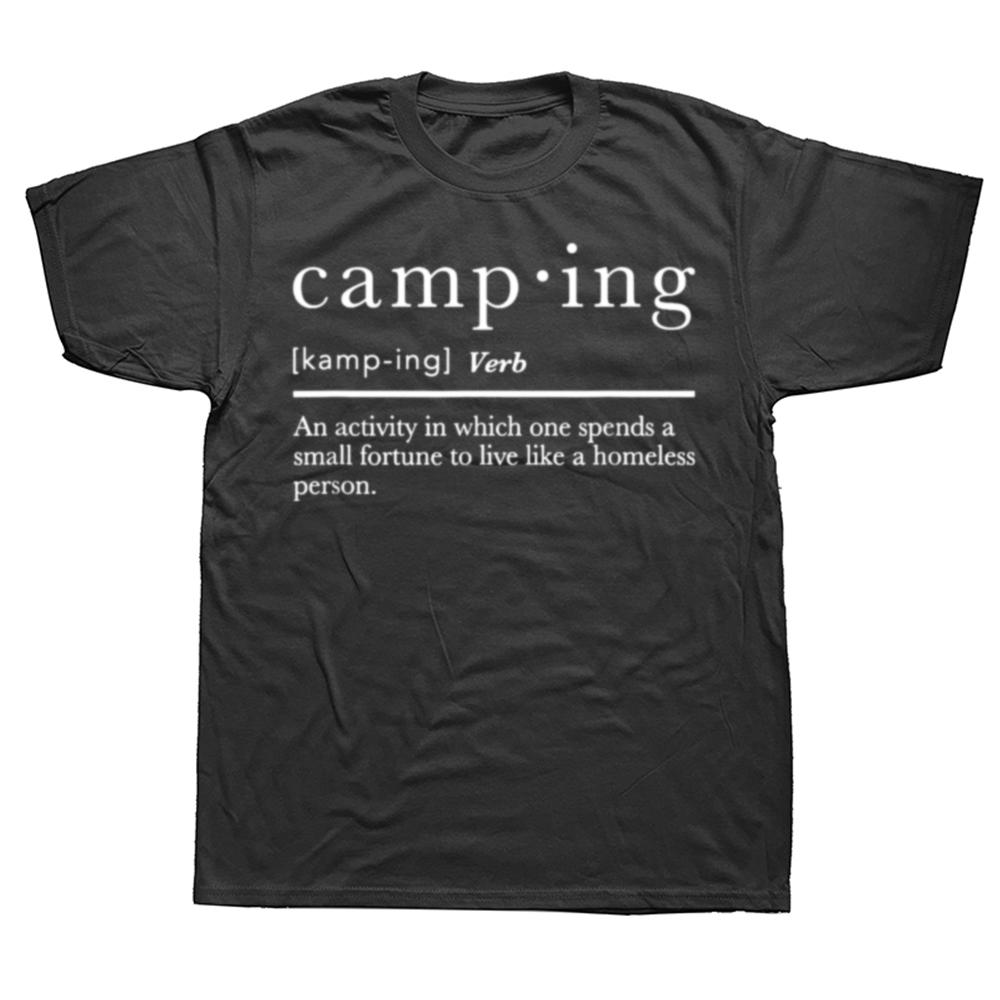 Lustige Camping Definition Camp Grafik T-Shirts Herren Damenmode Lässiges Übergroßes T-Shirt 100% Baumwolle Lockeres Übergroßes T-Shirt