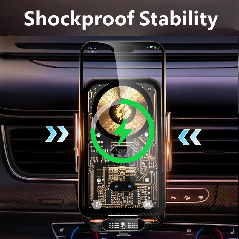 66W Magnetic Car Wireless Charger Mount Vent Fast Charging Phone Holder Auto Sensing Clamp Stand for iPhone Samsung Android GPS