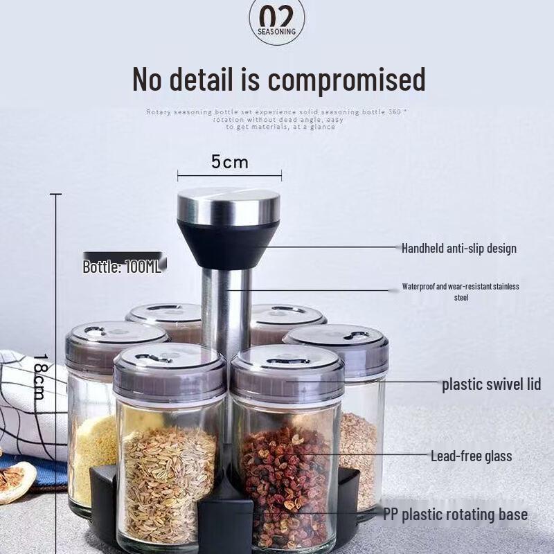 SIFAR Glass Rotating Spice Jar Set