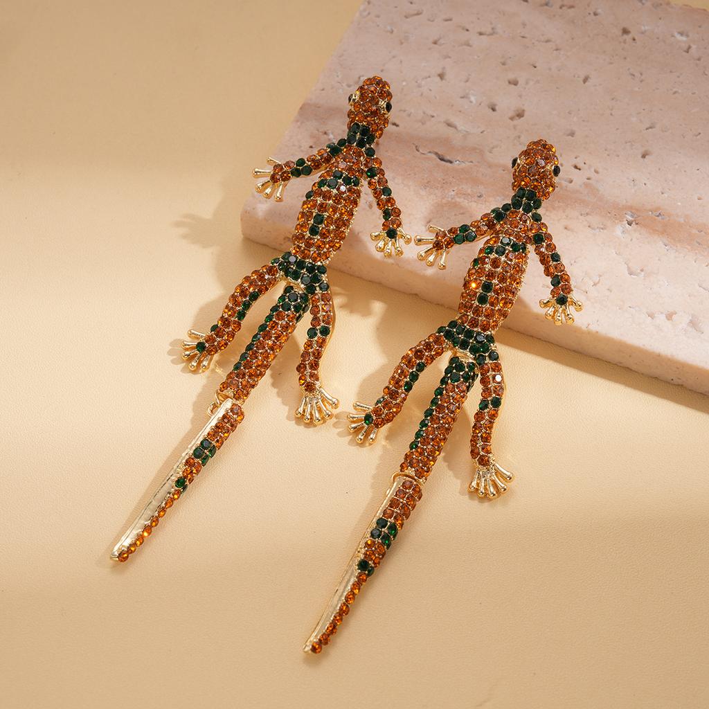 Wind Diamond Gecko Silver Needle Earrings Exaggerated Niche Stud Earrings