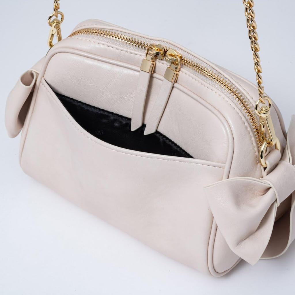 Jill Stuart Pecot Shoulder Bag with Ribbon Feminine and Vintage Design, Feel, JSLH5ES1, Ivory, Women's