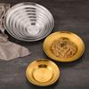 Round Kitchen Bar Tableware Cake And Fruit Snack Salad Plate Kitchen Accessories Stainless Steel Plate Camping Picnic Plate