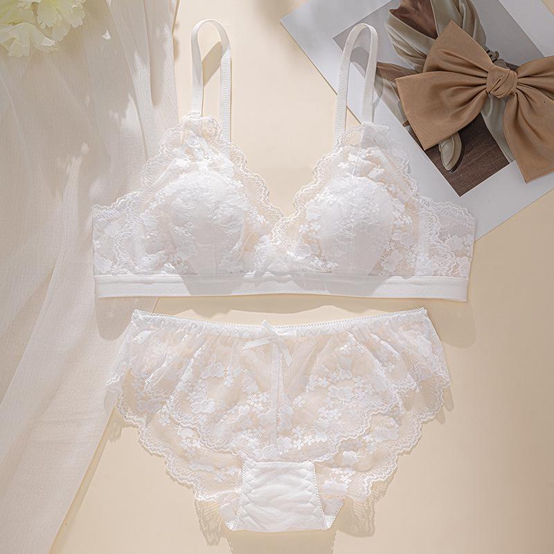 French Lace Push-Up Bra for Small Busts - Sexy, No-Gap Ultra-Thin Triangle Cup