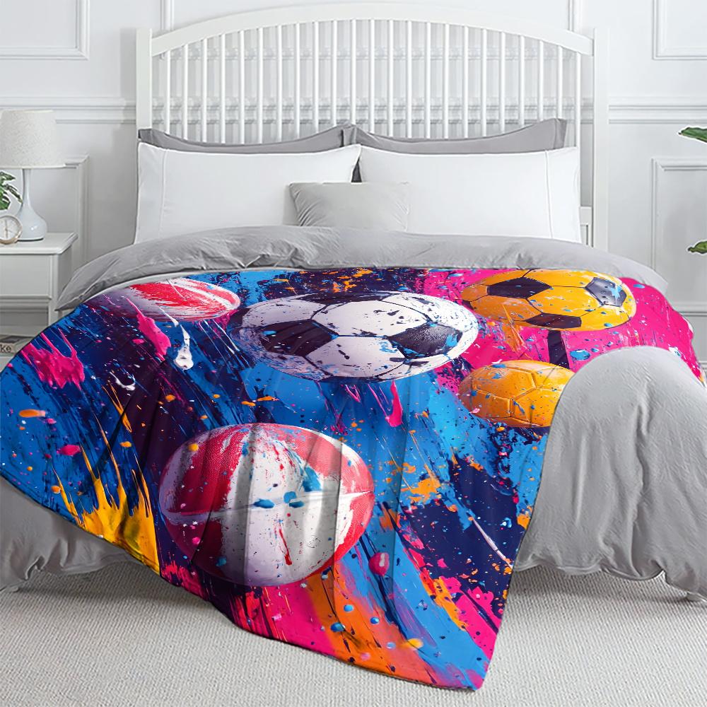 Football HD Print Thin Blanket All Season Throw for Sofa Bed Travel Camping Office Nap Air Conditioned Room Gift