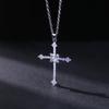 1pcs Imitation White Gold-color Necklace Ladies Cold Wind Full Of Diamonds Star Mango Shining Cross Pendant Jewelry