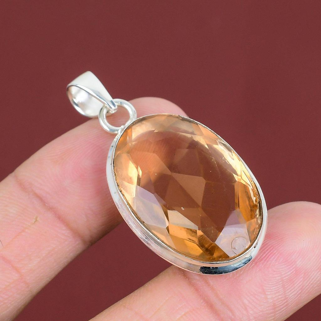 Faceted Morganite Pendant 925 Sterling Silver Pendant Handmade Pendant Morganite Genuine Gemstone Jewelry Anniversary Gifts Designer Pendant