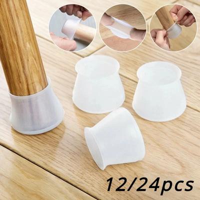 12/24 PCS Chair Foot Cover Furniture Chair Legs Silicone Cap Pads Protective Table Leg Covers Floor Protector Rubber Feet Caps