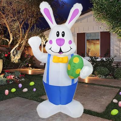 6.2FT Blue Bunny Inflatable Easter Inflatables Decorations LED Lights Blow Up Yard Decorations Indoor Outdoor Garden Decorations