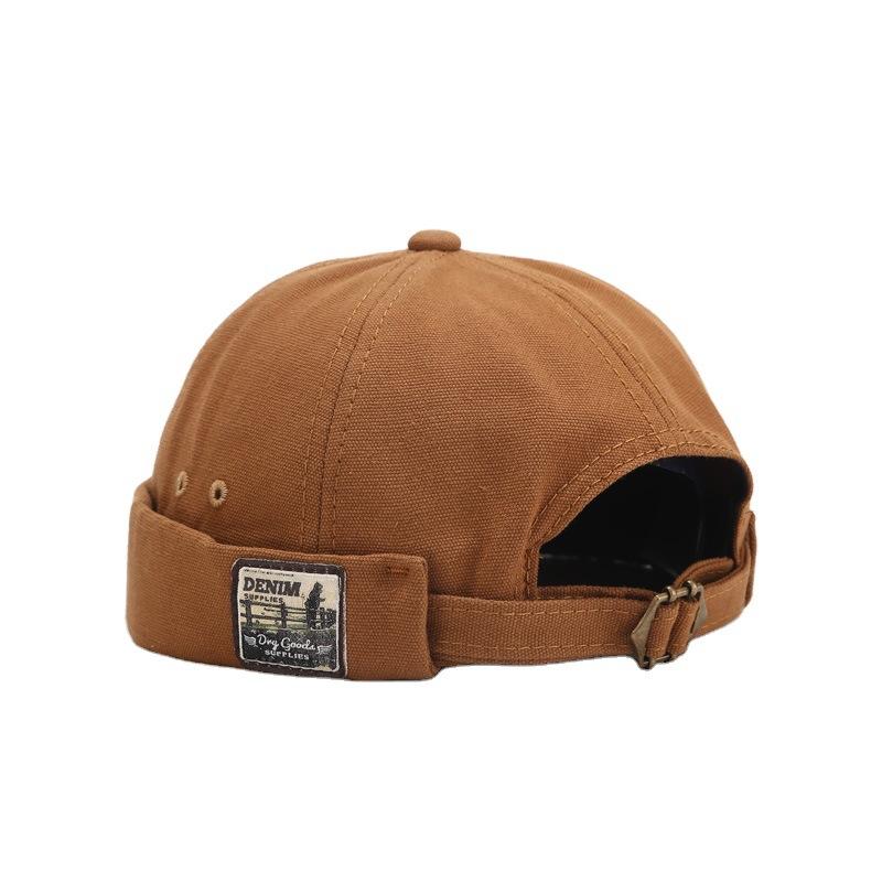 Unisex Cotton Brimless Dome Beanie with Adjustable Strap In Solid Colors