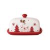 Nordic Santa Claus Elk Ceramic Butter Dish with Lid Christmas Party Cakes Sweets Desserts Plate Cheese Tray  Snack Dessert Dish