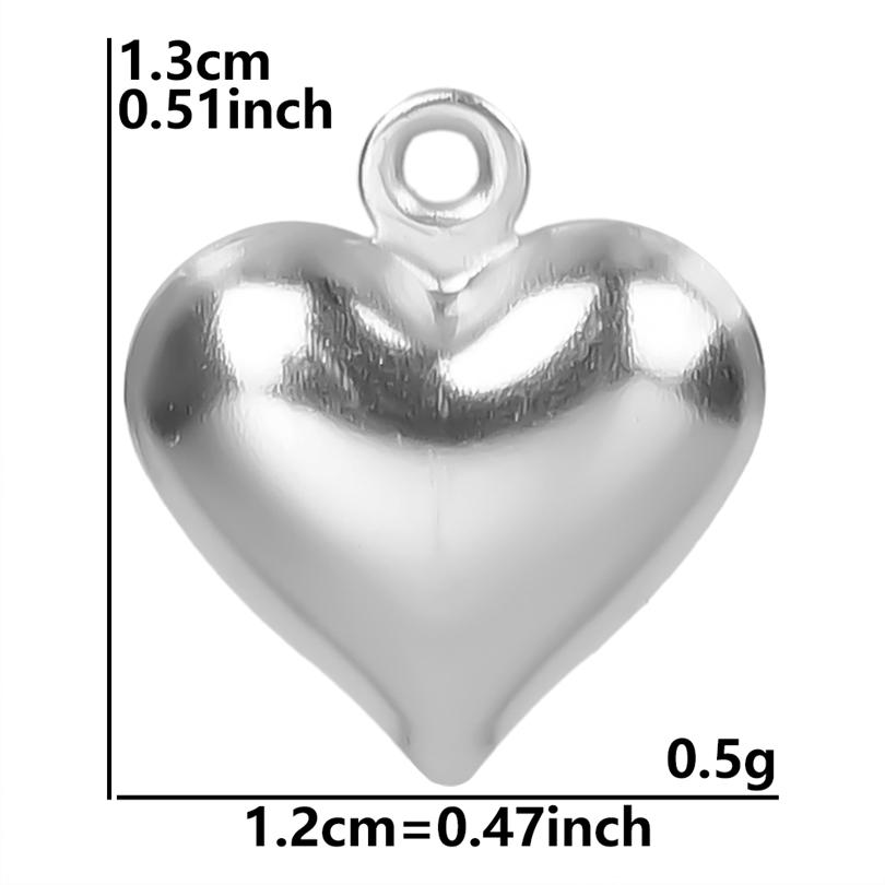 10pcs/Lot Stainless Steel Heart Pendants For Jewelry Making Supplies Various Size Metal Love Charm DIY Keychain Bracelet Finding
