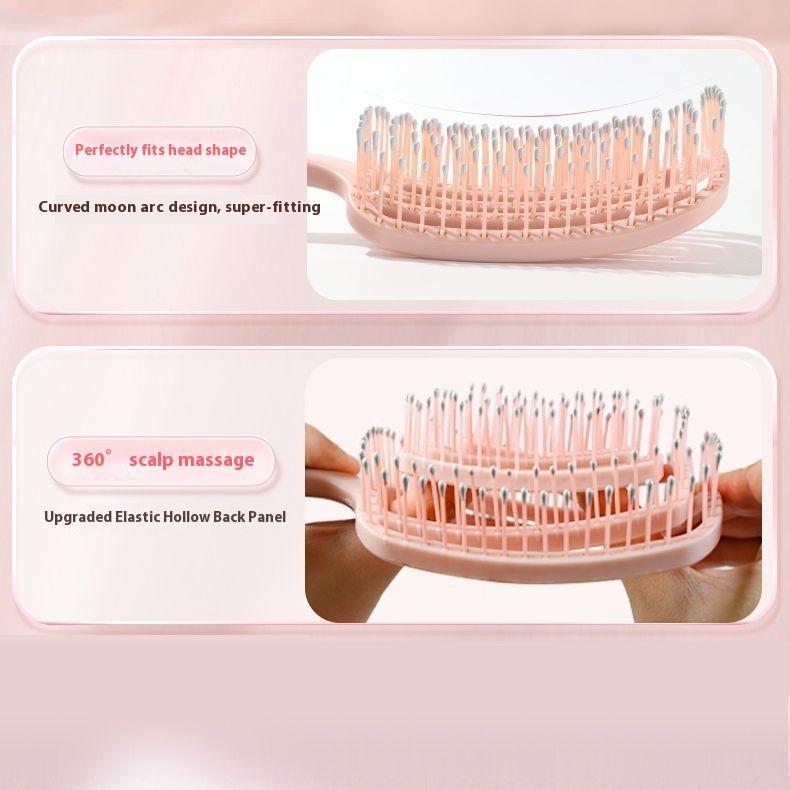 Volumizing Hair Brush for High Crown and Scalp Massage, Bent Rake Comb for Detangling Curly Hair, Cleaning & Styling Tool