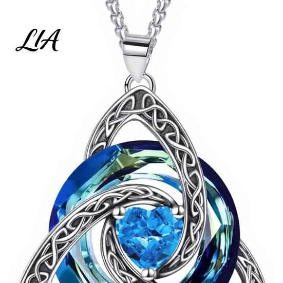 Gedenkschmuck Geschenk Keltischer Knoten Geburtsstein Halskette für Damen, Zirkonia Anhänger Halskette, Klassischer Irischer Schmuck, Für Sie Ehefrau Freundin
