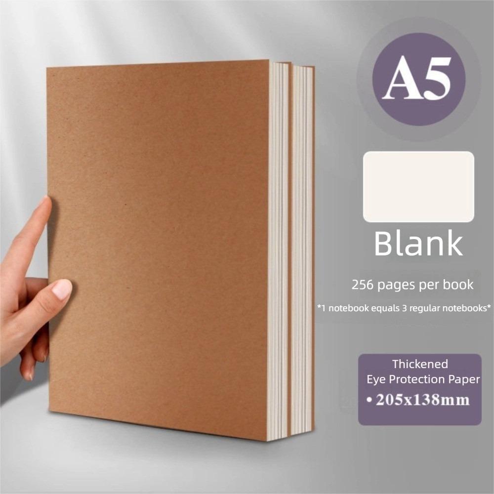 Thick Paper Kraft Paper Notebook Horizontal Line Blank Book Square Line Notebook Study Office