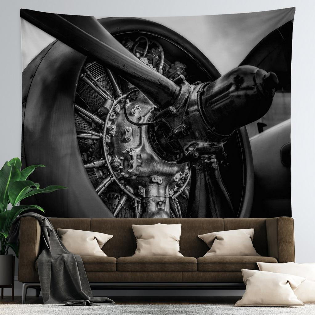 Retro Aircraft Poster Tapestry Supermarine Spitfire B-29 P51 Fighter Wall Hanging Room Decor for Bedroom Dorm Indie
