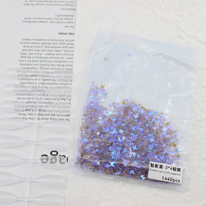 1440 Pieces Phantom Purple Irregular Flat Bottom Rhinestones Aurora Nail Art Accessories Mixed Glass Stickers Decals