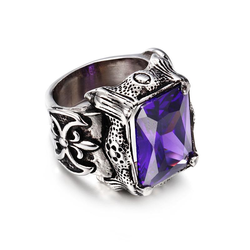 2026 Inlaid Zircon Hand Jewelry European and American Retro Ruby Men's Casting Ring