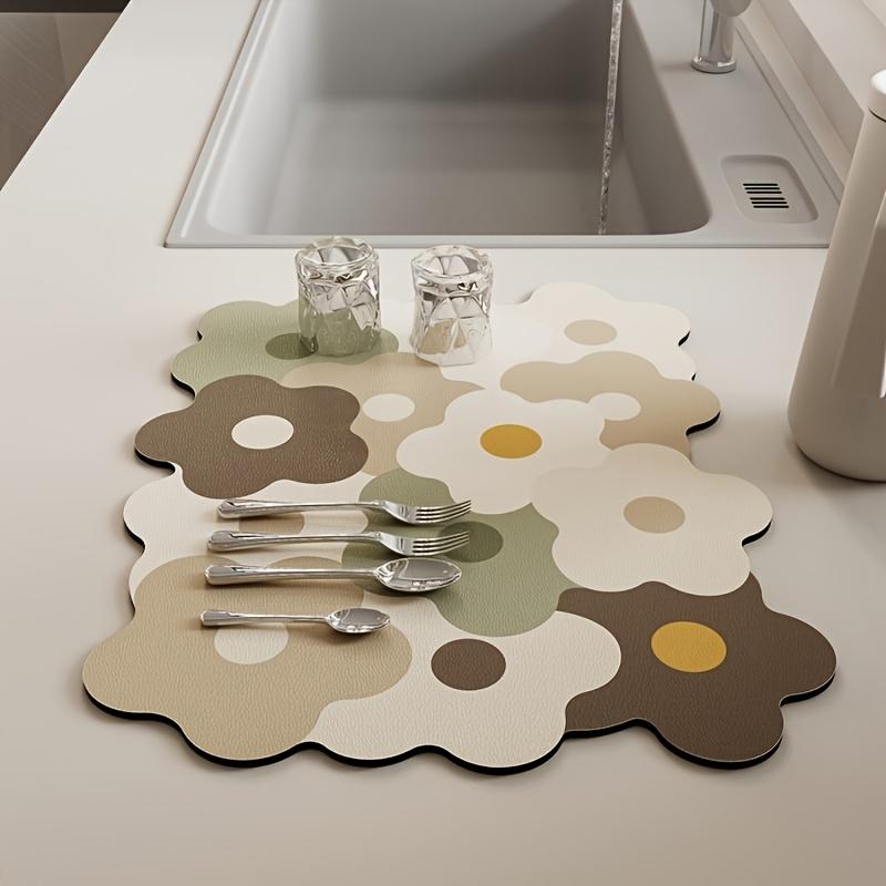 Soft Absorbent Diatomite Mat with Printed Design — Wear-Resistant Mat, Suitable for Coffee Machines, Non-Slip Coasters, Sink Mat