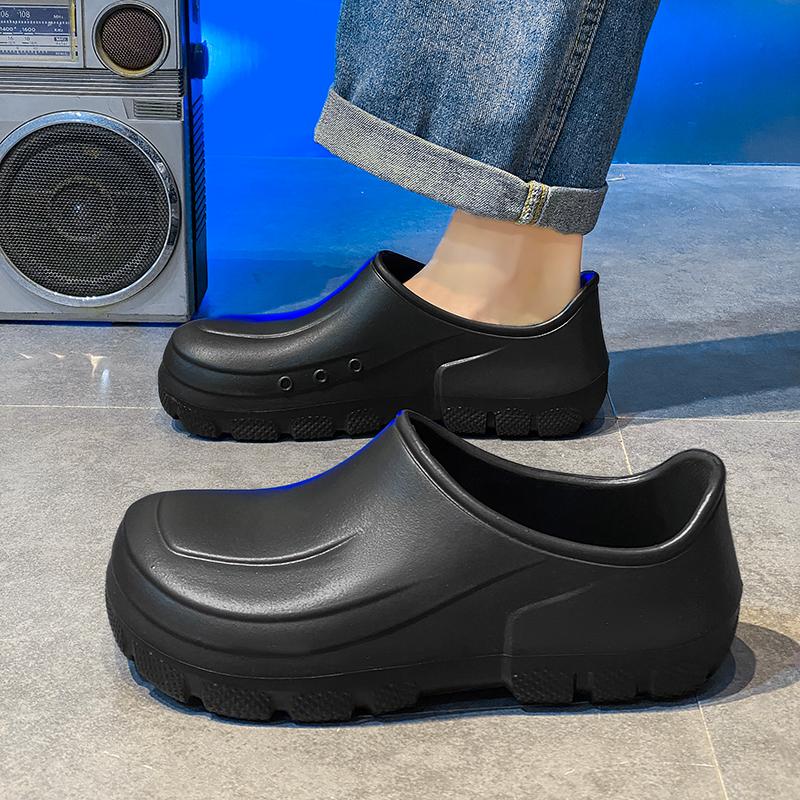 Men's Plus-size Casual Anti-slip and Oil-resistant Work Chef Shoes, Work Loafers, Rain Boots