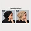Women's Polyester Knit Beanie with Wave Pattern and Long Tail - Elastic Fit, No Feathers, Chemotherapy Headscarf Hat