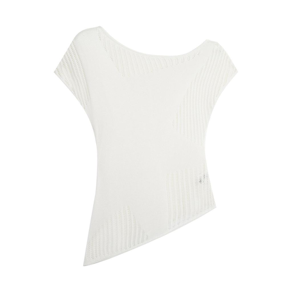 Summer French diagonal neck off-the-shoulder short-sleeved T-shirt women's fashion hollow design sense of thin temperament pure desire style top ins