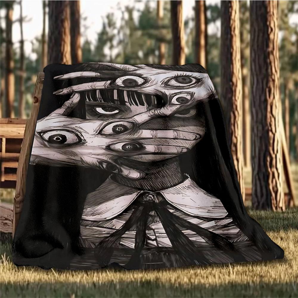 1pc Horror_Mask Outdoor Flannel Blanket Gift For Boys Girls Adults, Family Friends