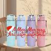 1PC Merry Christmas Red Text Letter 750ml Color Plastic Sports Water Bottle Leakproof Flip Straw Lid Suitable for Sports Office Home Use
