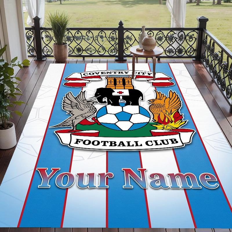 Custom Text Printed Rug Coventry City FC Non Slip Floor Carpet For Home Room Decor