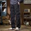 Mens Cargo Pants Multi Pocket Drawstring Loose Straight Trousers